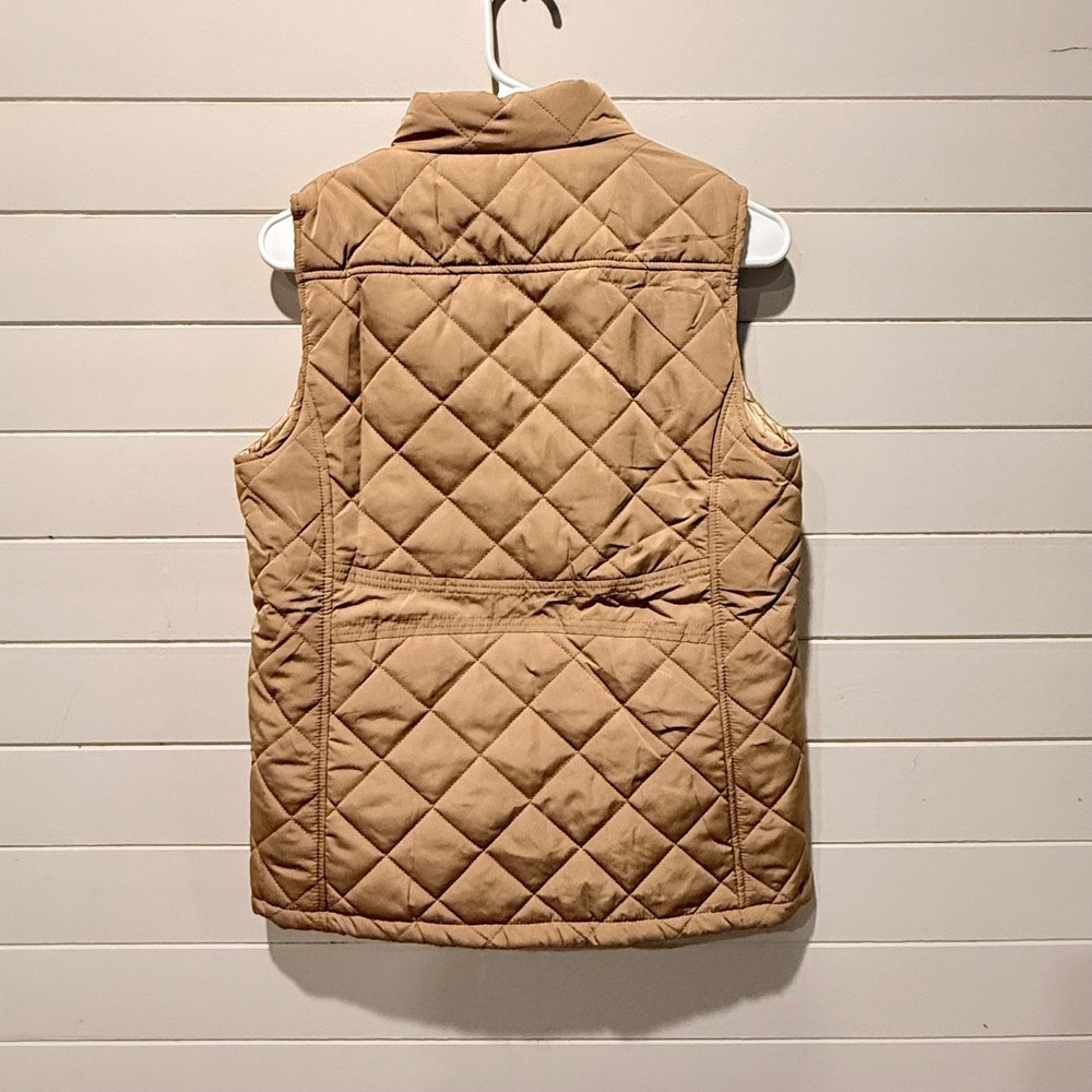 Quilted Puffer Vest Brown Khaki Diamond Stitch NWOT Full Zip Mock Neck M - Picture 2 of 6